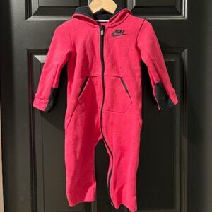 Nike 18 month Pink and Black Hooded, Zip Jumpsuit